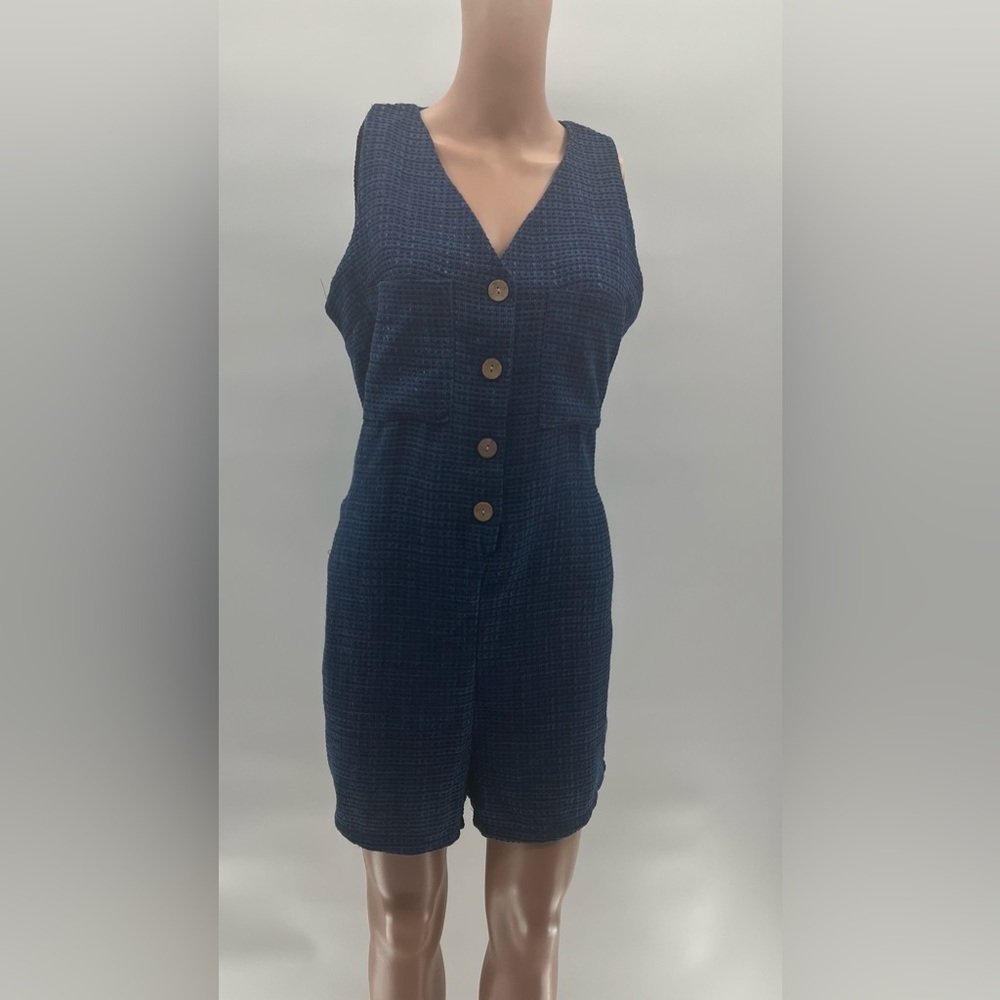 Women's Casual Tweed Sleeveless Button-Down Romper with Pockets NWOT - Picture 5 of 6